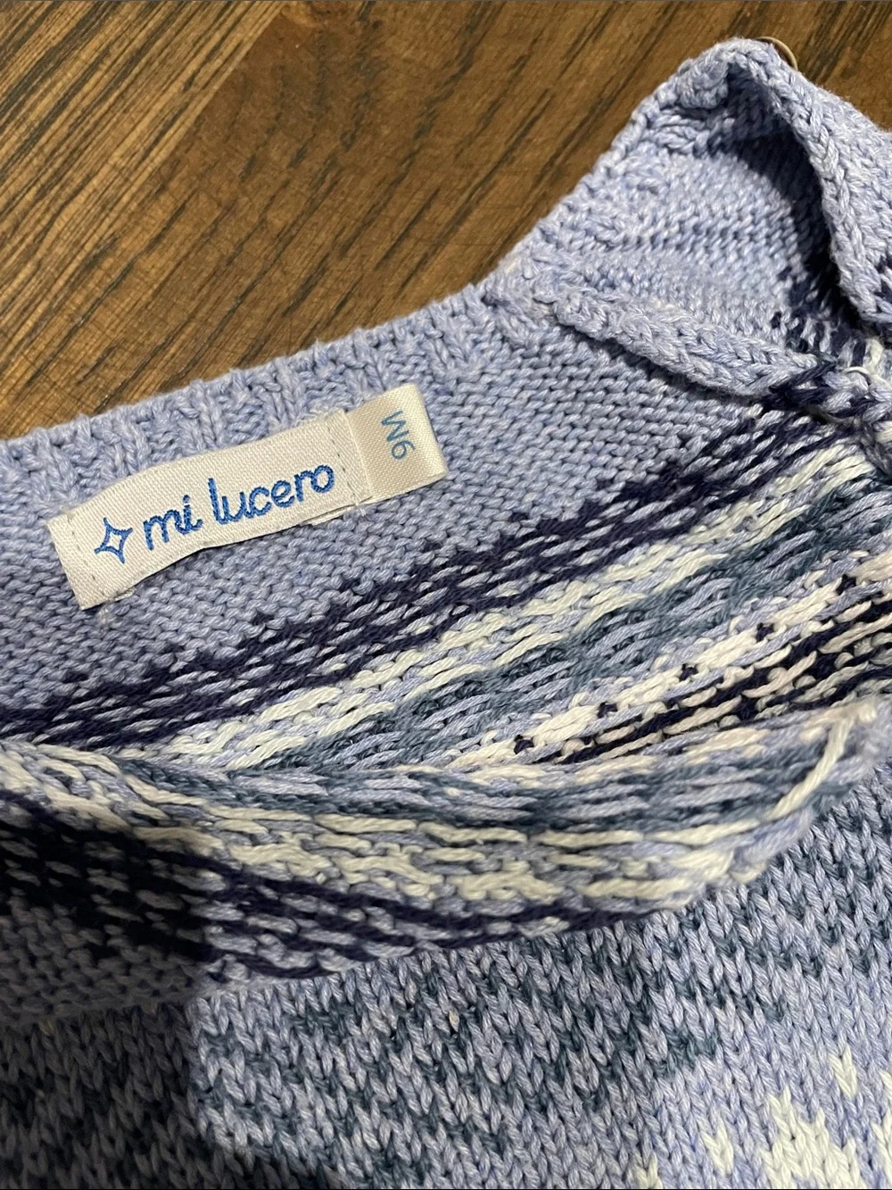 Mi Lucero Blue Fair Isle Knit Sweater & Pants Set with TBBC hat